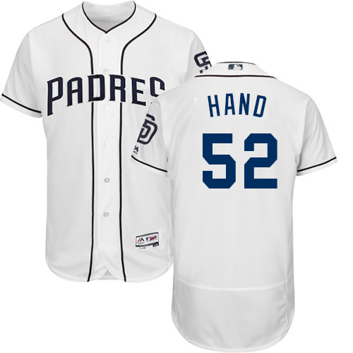 Padres #52 Brad Hand White Flexbase Authentic Collection Stitched MLB Jersey